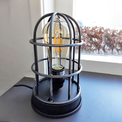 Candeeiro de mesa cinzento industrial, Nova, com interruptor