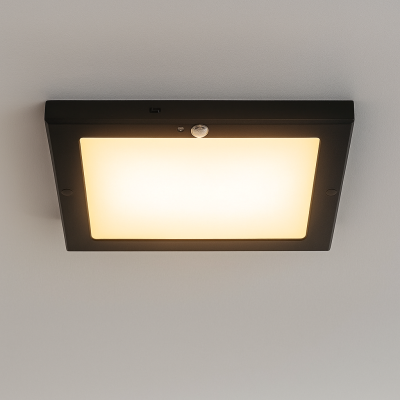 Candeeiro de teto com sensor preto de plástico, Luan, 18W, LED 3000K