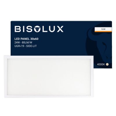 Painel LED Bisolux 60x30 cm - 24W - 4000K - UGR<19 - Iluminação Lateral
