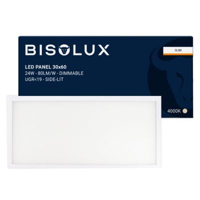 Painel LED Bisolux 60x30 cm - 24W - 4000K - Regulável - UGR<19 - Iluminação Lateral