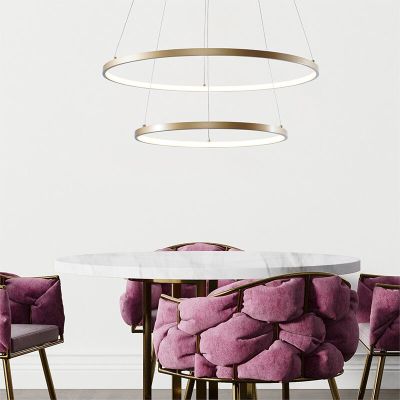 Candeeiro suspenso dourado design, Kubra, 50W, LED ajustável de branco quente a branco frio