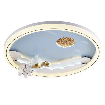 Plafon quarto infantil azul de metal, Astronaut, 42W, LED 3000K, regulável em 3 níveis